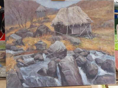 House on countryside - oil on canvas